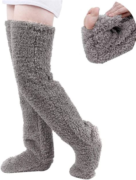 Over Knee High Fuzzy Long Socks Plush Slipper Stockings Leg