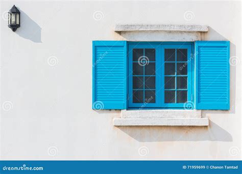 Colorful Blue Window And Detail Of House Exterior Stock Image Image