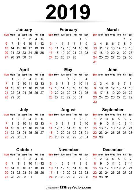 Printable Calendar 2019 Календарь и Блог