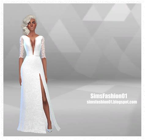 Sims Fashion01 Sims Fashion01 Wedding Dress With Slit