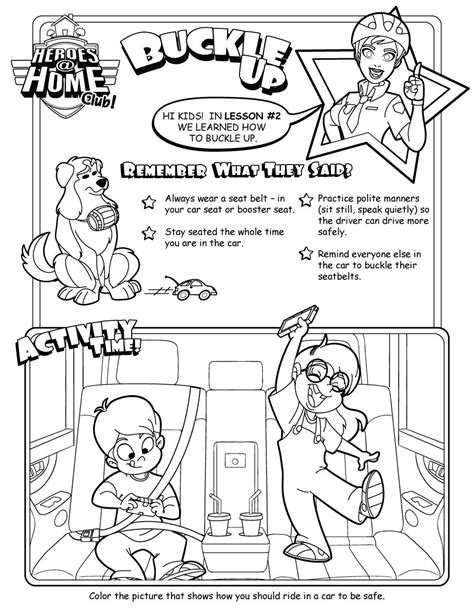 Buckle Up Activity Page For Kids Heroes At Home Fire Safety For