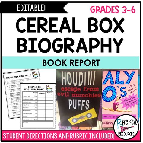 Book Report Cereal Box Biography Rockin Resources