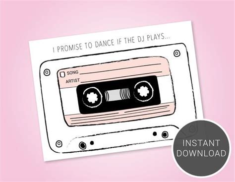 Black and gray cassette tape leaned on wall, analog, audio, blur. Printable Wedding Song Request Card | I Promise To Dance ...