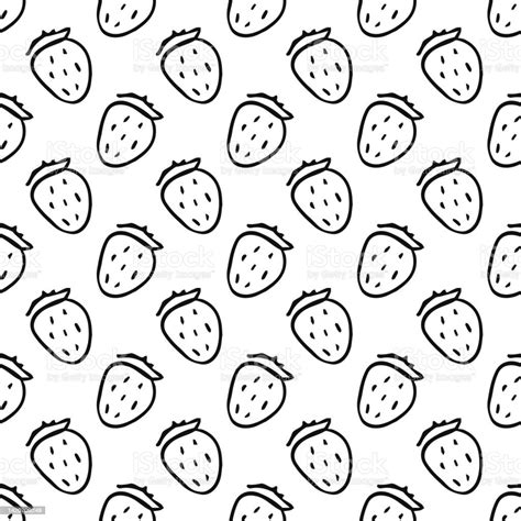 Seamless Strawberries Pattern Doodle Vector With Red Strawberries Icons