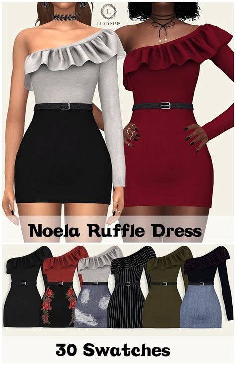 Noela Ruffle Dress Lumy Sims Sims 4 Dresses Sims Dress Clothes Sims 4