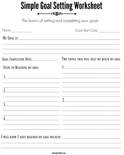 Student Goal Setting Worksheets