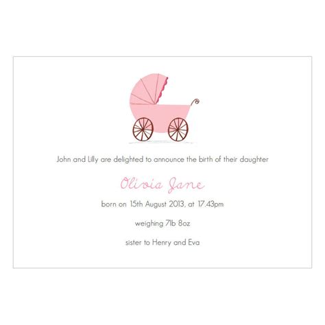 Personalised New Baby Girl Announcement Cards By Made By Ellis