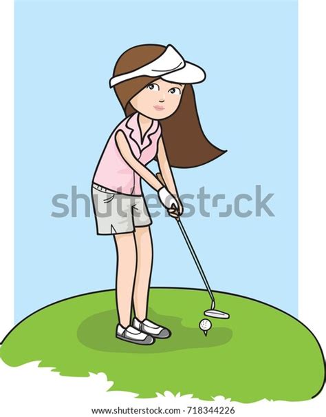 Cartoon Girl Golfing Vector Stock Vector Royalty Free 718344226