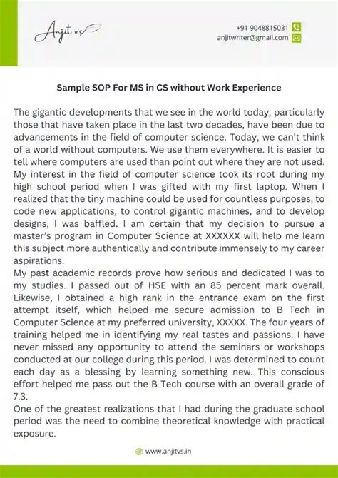 Sample Sop For Ms In Computer Science Cs Pdf 2024