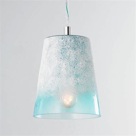 The Call Of The Sea Echoes In This White Sand Crusted Sea Glass Pendant Light In A Soft Aqua