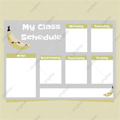Class Schedules Templates With Cute Banana Template Download On Pngtree