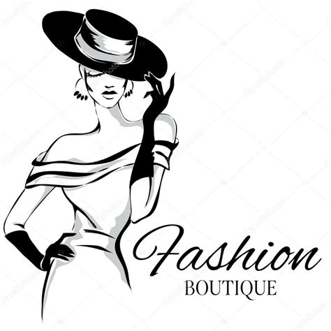 Fashion Boutique Logo With Black And White Woman Silhouette Vector