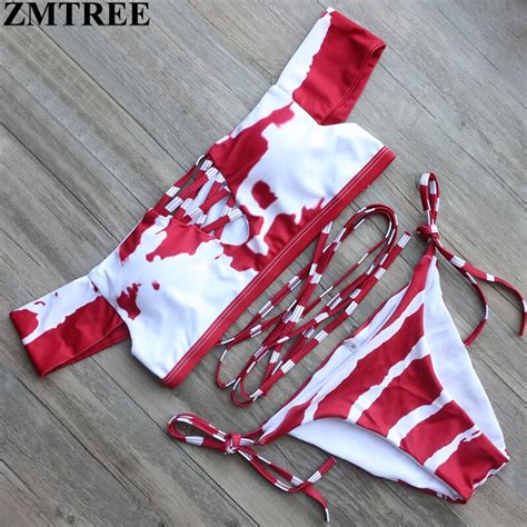 Zmtree 2017 Hot Swimsuit Bandage Bikini Off Shoulder Sexy Beach