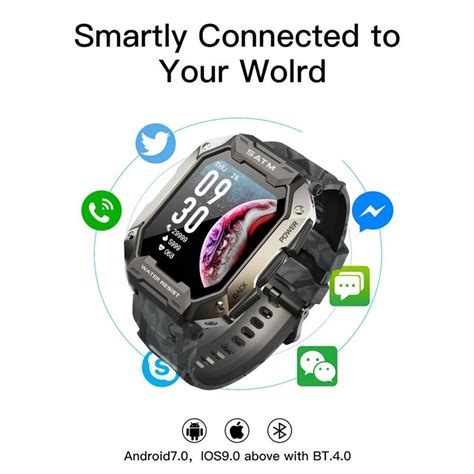 Köp C20 Military Smart Watch Herr Carbon Black Ultra Army Outdoor Ip68