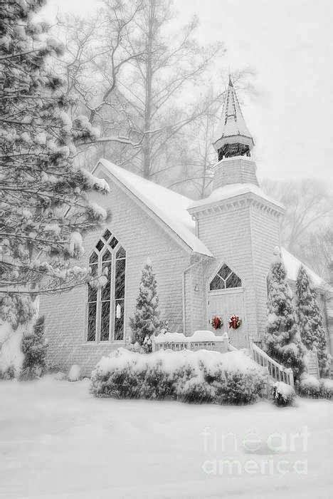 White Christmas Country Church Winter Scenes Old