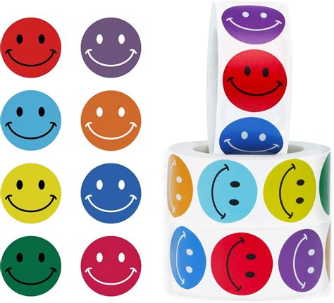 Blmhtwo 500pcsroll Smile Stickers Roll Happy Face Stickers Smiley Face