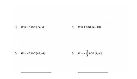 Point-Slope Equation of a Line Worksheets