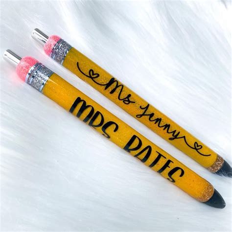 Custom Personalized Glitter Pencil Pen Teacher Appreciation Etsy In