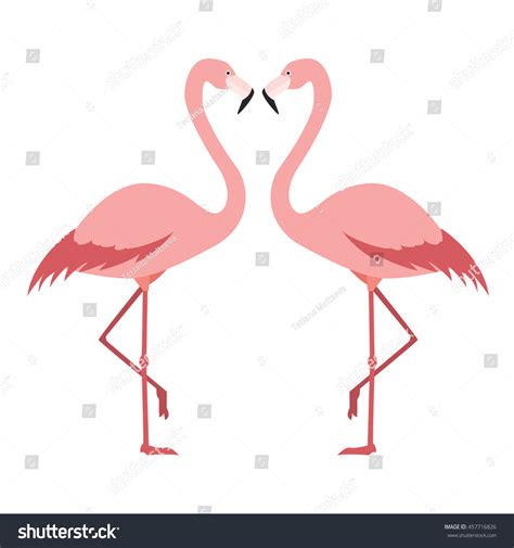 Two Pink Flamingos Love Cute Vector Stock Vector 457716826 Shutterstock