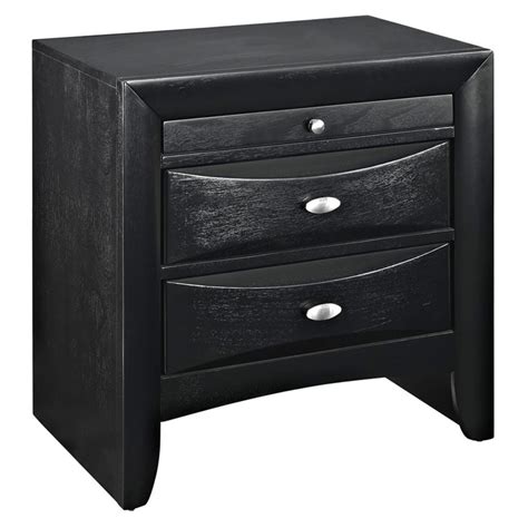 Roundhill Blemerey Fully Assembled Wood Nightstand Black Finish