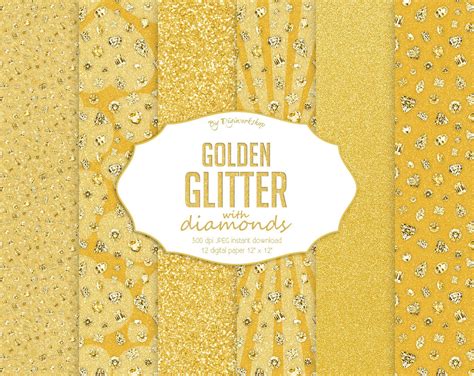 Gold Glitter Digital Paper Gold Glitter With Etsy