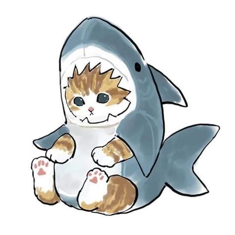 A Cat Shark Cute Animal Drawings Cat Art Cute Art