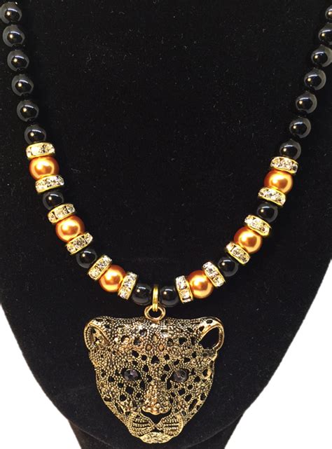 Black And Gold Panther Necklace Repeat Love