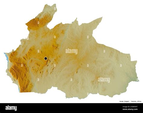 Shape Of Ruvuma Region Of Tanzania With Its Capital Isolated On White