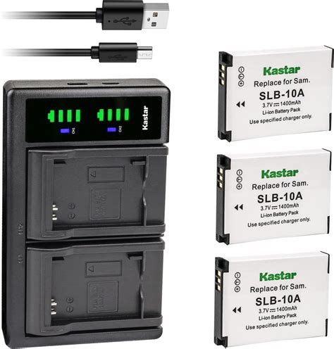 kastar 3 pack slb 10a battery and ltd2 usb charger replacement for samsung es50