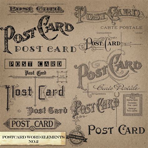 Vintage Postcard Word Vectors Avalon Rose Design