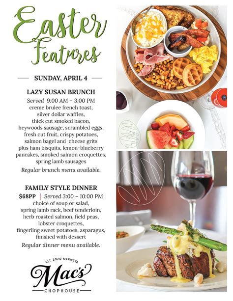 Easter Brunch And Dinner At Macs Past Event Macs Chophouse