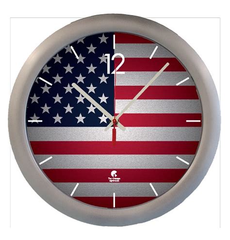 Chicago Lighthouse Us Flag 14 Inch Decorative Wall Clock Silver