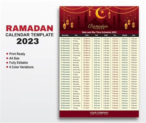 Premium Vector Ramadan Calendar Template Islamic Muslim Calendar