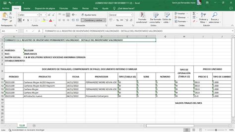 Analisis Estructura Registro Inventario Permanente Valorizado Cursos