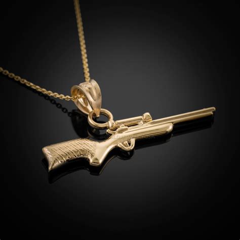 gold sniper rifle gun pendant necklace