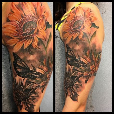 Sunflower Sleeve Shoulder Tattoos For Women Shoulder Tattoos Sleeve