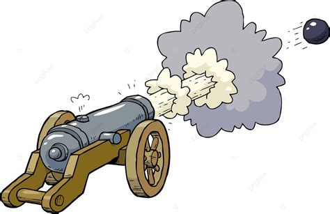 cartoon artillery cannon shot kernel vector illustration isolated design light png and vector
