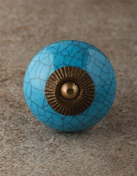 Get Turquoise Cracked Round Ceramic Cabinet Knob Knobco
