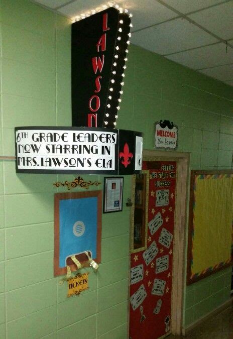 hollywood themed marquee for my classroom door designed built and installed by my husband
