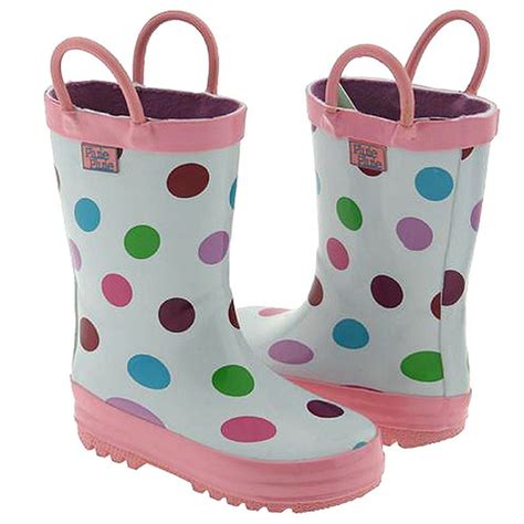 Sophias Style Toddler Little Girls White Polka Dot Rain Boots 5 2