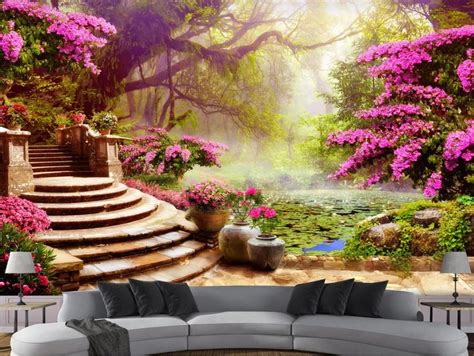 3d Stereoscopic Wallpaper Custom 3d Wallpapers For Living Room Garden