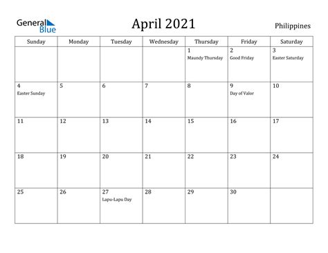(ut/gmt) time | change to your local timezone. Philippines April 2021 Calendar with Holidays