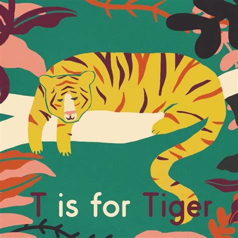 T Is For Tiger Illustration Print Etsy