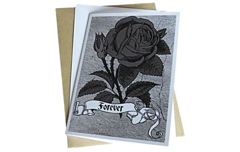 forever black rose greetings card black rose card tattoo style card romance card wedding