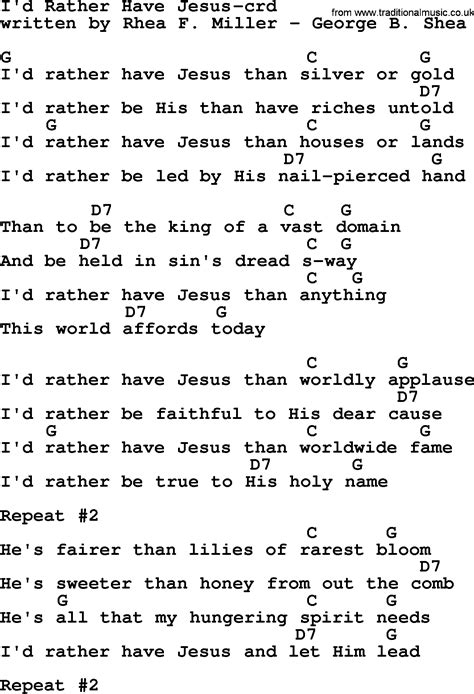 top 500 hymn i d rather have jesus lyrics chords and pdf