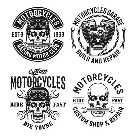 Premium Vector Motorcycles Set Emblems Labels Badges Or Logos With