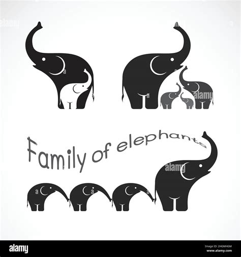 Imagen Vectorial De Elefantes De La Familia Sobre Fondo Blanco Diseño