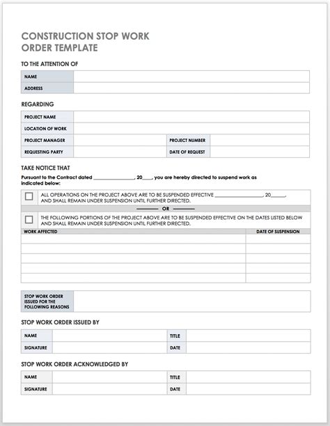 Free Construction Work Order Templates And Forms Smartsheet