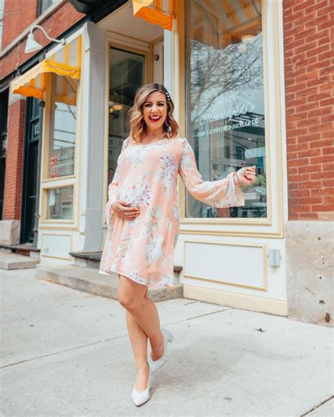 Pink Floral Printed V Neck Chiffon Maternity Dress Chiffon Maternity Dress Maternity Dresses