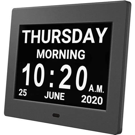 Digital Calendar Alarm Day Clock With 8 Large Screen Display Am Pm